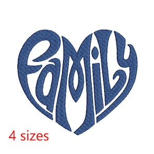 Family Heart in 4 sizes Machine Embroidery Design, Family Embroidery Design, Family Love Embroidery Design, Family Heart Embroidery Design