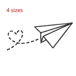 Paper airplane Design in 4 sizes, Love Airplane Machine Embroidery, Paper Airplane Design, Love Airplane Embroidery Design, Kids Design
