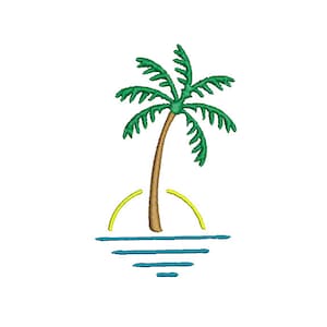 Palm Tree Sunset Machine Embroidery Design, Palm Tree Design, Sunset Machine Embroidery, Tropical Embroidery Design, Ocean Embroidery