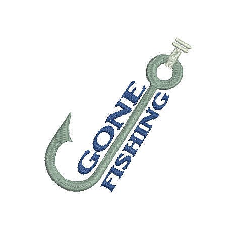 Gone Fishing Machine Embroidery Design, Fish Hook Embroidery Design, Fishing Embroidery Design, Fish Embroidery Design, Fishing Design