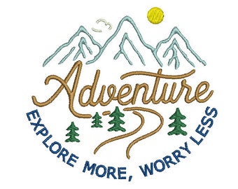 Outdoor Mountain Scene Machine Embroidery, Camping Adventure Machine Embroidery Design, Outdoor Adventure Embroidery, Mountain Embroidery