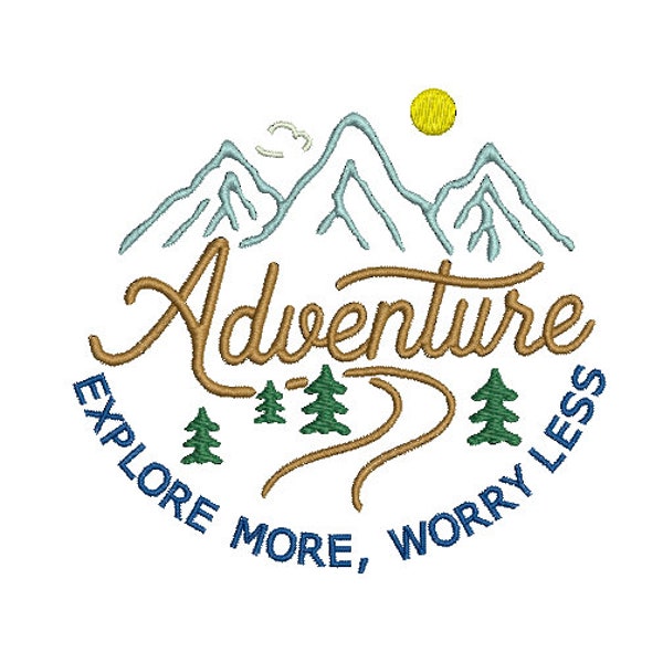 Outdoor Mountain Scene Machine Embroidery, Camping Adventure Machine Embroidery Design, Outdoor Adventure Embroidery, Mountain Embroidery