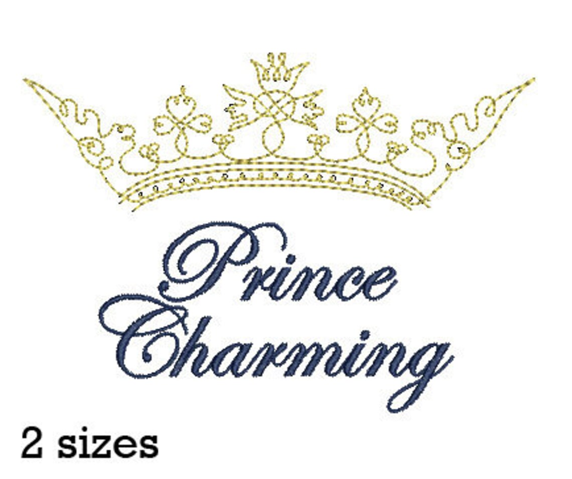 Princess and Prince Charming Machine Embroidery Design Crown Etsy