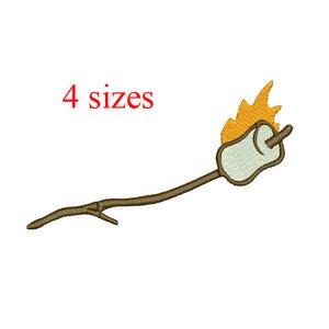 Roasted Marshmallow Machine Embroidery Design, Toasted Marshmallow Embroidery Design, Campfire Marshmallow Embroidery, Camping Marshmallow