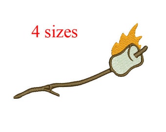 Roasted Marshmallow Machine Embroidery Design, Toasted Marshmallow Embroidery Design, Campfire Marshmallow Embroidery, Camping Marshmallow