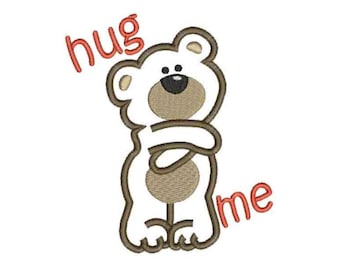 Hug Me Teddy Bear Applique, Hug Machine Embroidery Design, Bear Machine Embroidery Design, Beary Embroidery Design, Hug Design