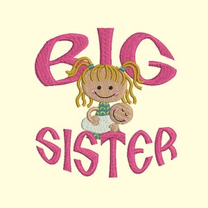 Big sister Machine Embroidery Design, Big Sister Embroidery Design, Big Sister Embroidery, Big Sister shirt, Big Sister with Baby Design