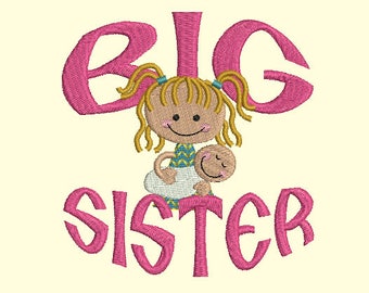 Big sister Machine Embroidery Design, Big Sister Embroidery Design, Big Sister Embroidery, Big Sister shirt, Big Sister with Baby Design