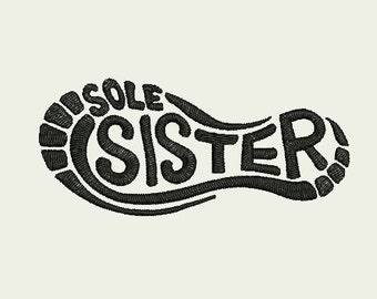 Sole Sister Running Shoe 4 and 5 inch, Walking, Running Machine Embroidery Design, Footprint, Running, Run, Walk Machine Embroidery Design