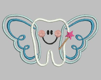 Tooth fairy and Tooth appliques, Tooth Machine Embroidery Design, Tooth Fairy Machine Embroidery Design, Tooth Design, Tooth Embroidery