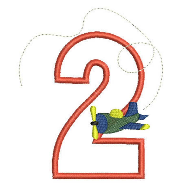 Airplane Applique numbers 1, 2 and 3 Machine Embroidery Design, Airplane Embroidery, Airplane Applique, Birthday Embroidery, Birthday Design image 2