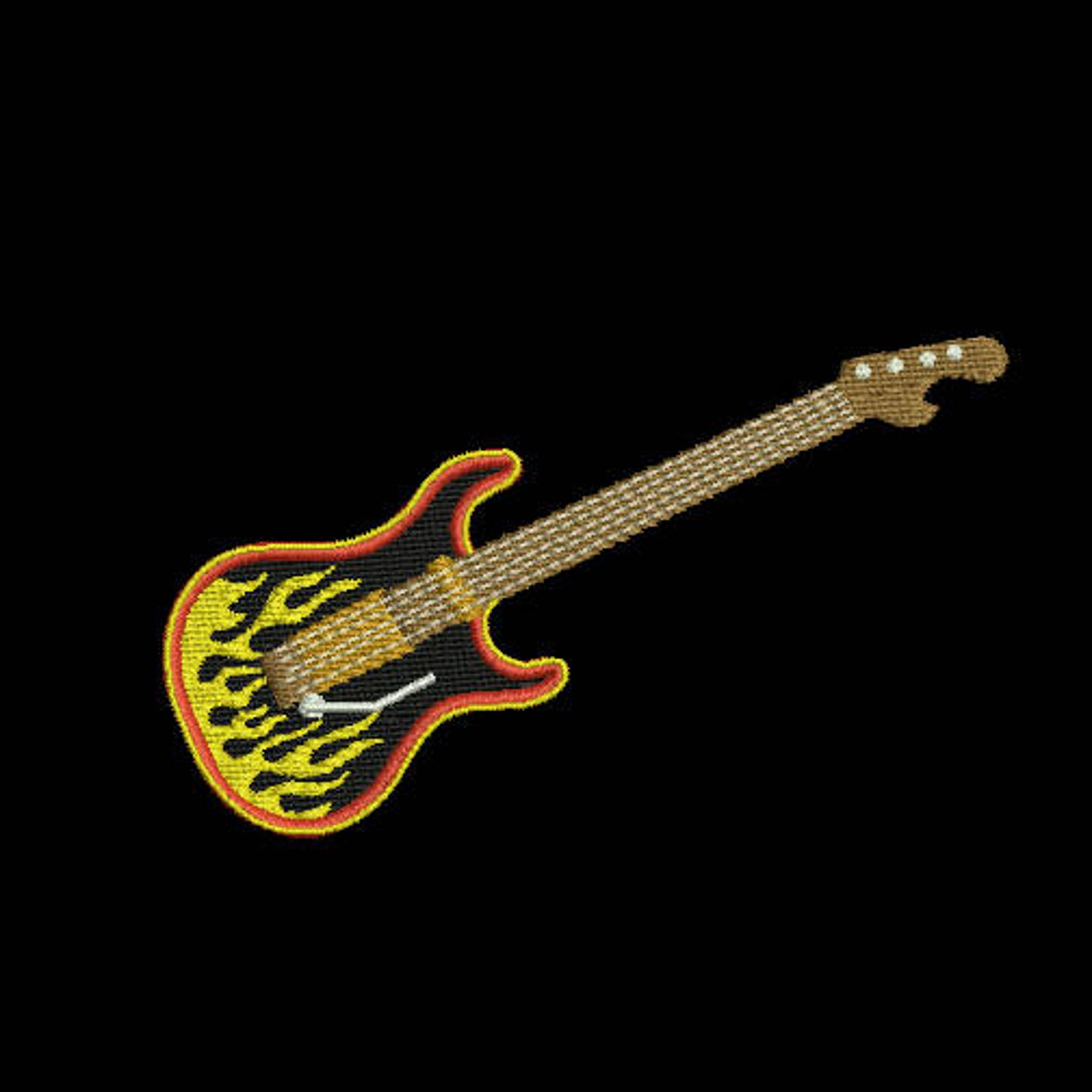 Guitar Machine Embroidery Designs Rock Star Embroidery Etsy Singapore