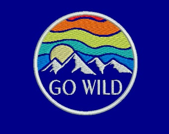 Go Wild Outdoor Machine Embroidery Design, Camping Embroidery Design, Outdoor, Mountains, Sunset, Camping, Adventure, Mountains, Sunset