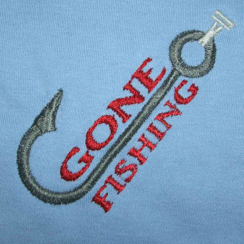Gone Fishing Machine Embroidery Design Fish Hook Embroidery Etsy