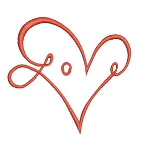 Love Heart Machine Embroidery Design, Love Shaped Heart Emrboidery, Love Text Heart Design, Heart Shaped Love Embroidery Design, Love Design