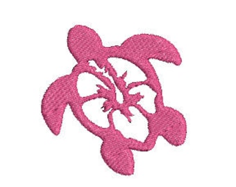 Tropical Flower Turtle Machine Embroidery Design, Hibiscus Machine Embroidery Design, Flower Embroidery Design, Turtle Design, Tropical