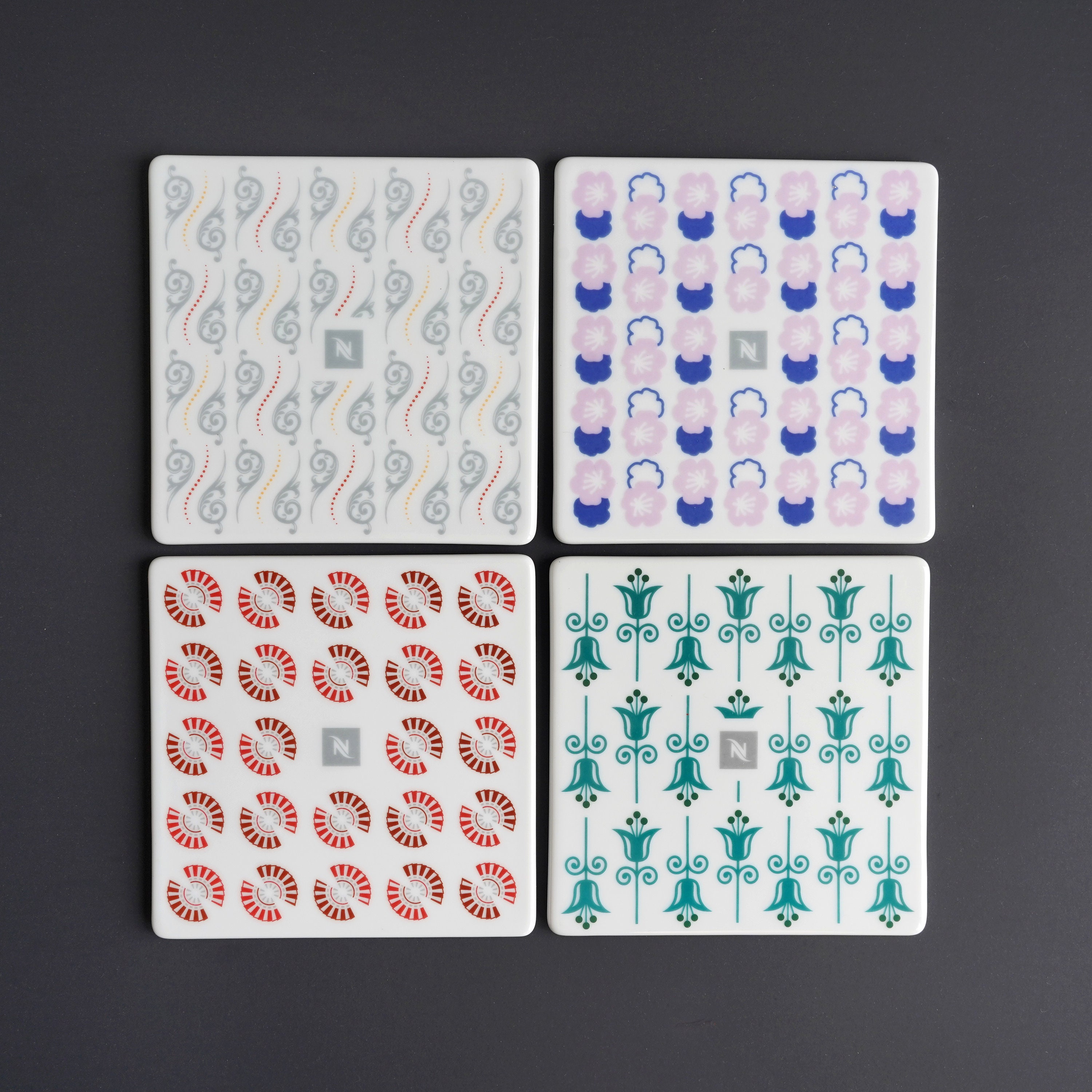 Four 4 Nespresso Ceramic Tile Coasters Made in Portugal 2 Sets