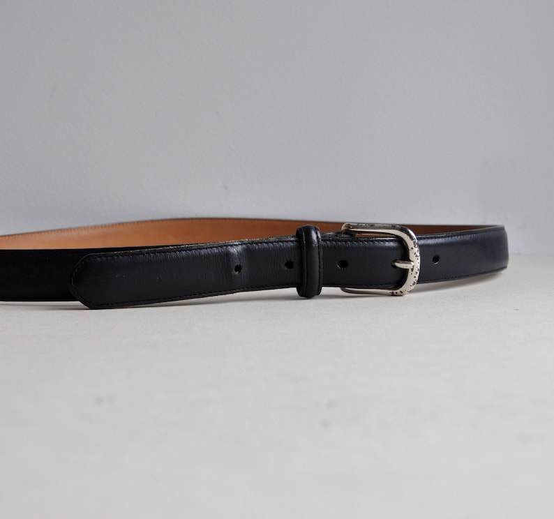 Solid Brass Buckle Leather Belt Land/'s End Made in USA