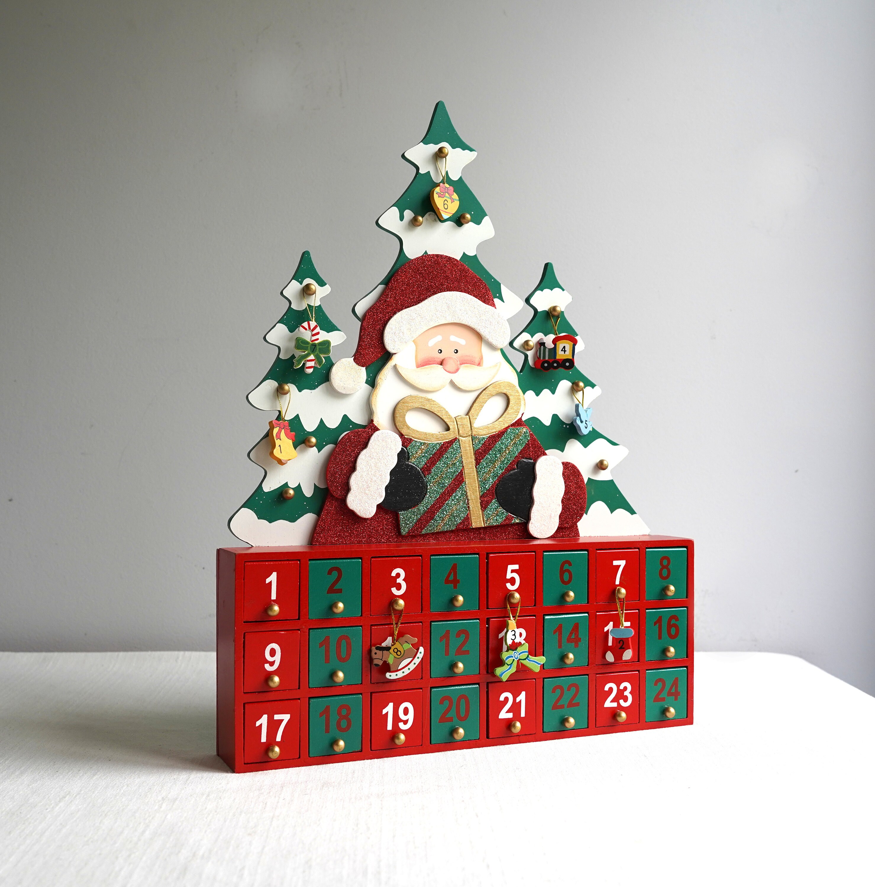 XMAS Kurt Adler Wood Shadow Box Santa Tree Advent Calendar - Etsy