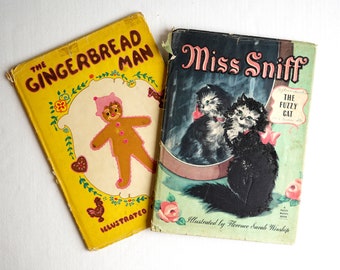 Vintage 1945 "Miss Sniff" & "The Gingerbread Man" Fuzzy Wuzzy Books