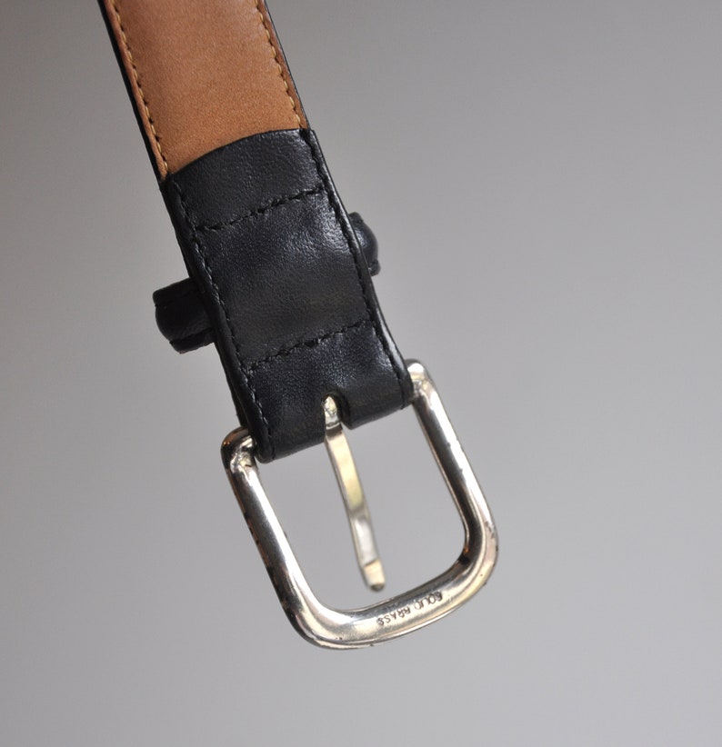 Solid Brass Buckle Leather Belt Land/'s End Made in USA