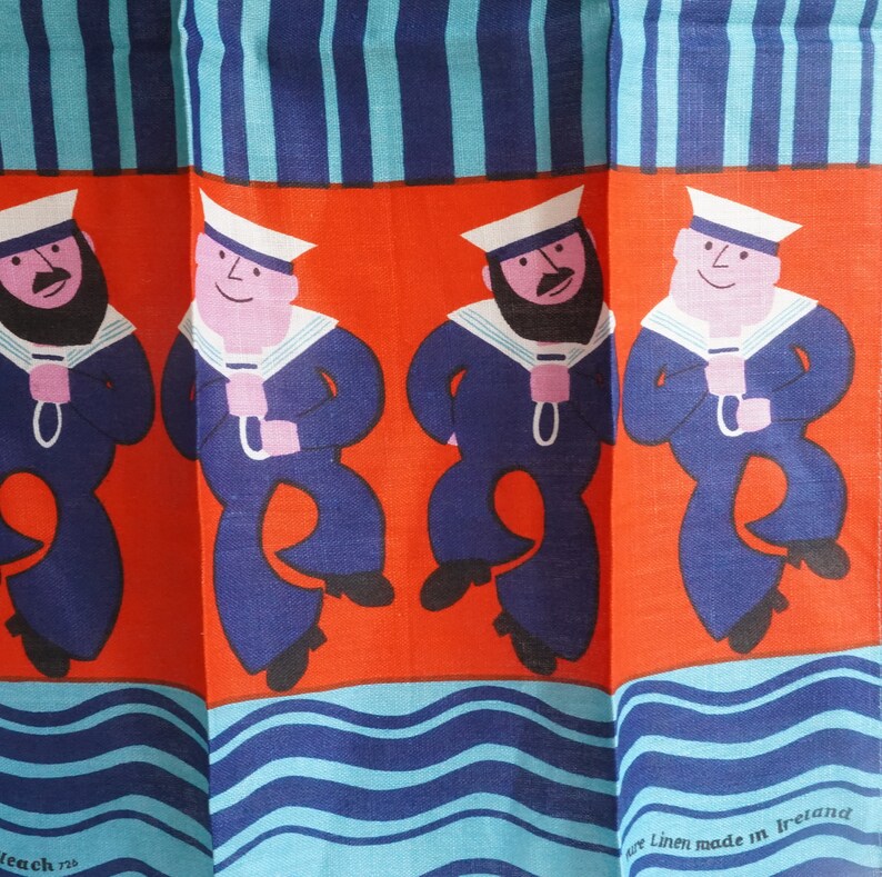 RARE NOS Old Bleach nautical Sailors Irish Linen Etsy