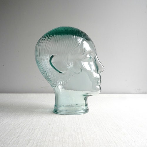 Lifesize Androgenous Glass shops Head Embossed Hair