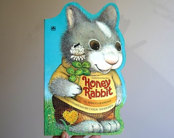 1982 Edition Cyndy Szekeres "Honey Rabbit" Picture Board Book - A Golden Sturdy Shape