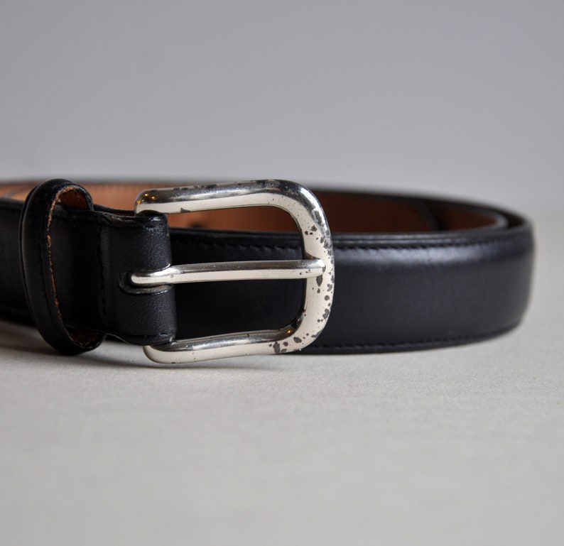 Solid Brass Buckle Leather Belt Land/'s End Made in USA
