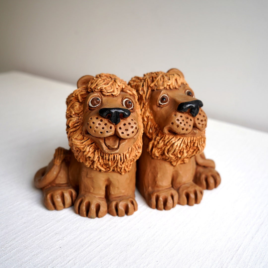 Vintage 1978 Dave Grossman Pair 2 Happy Lion Bookends - Etsy India