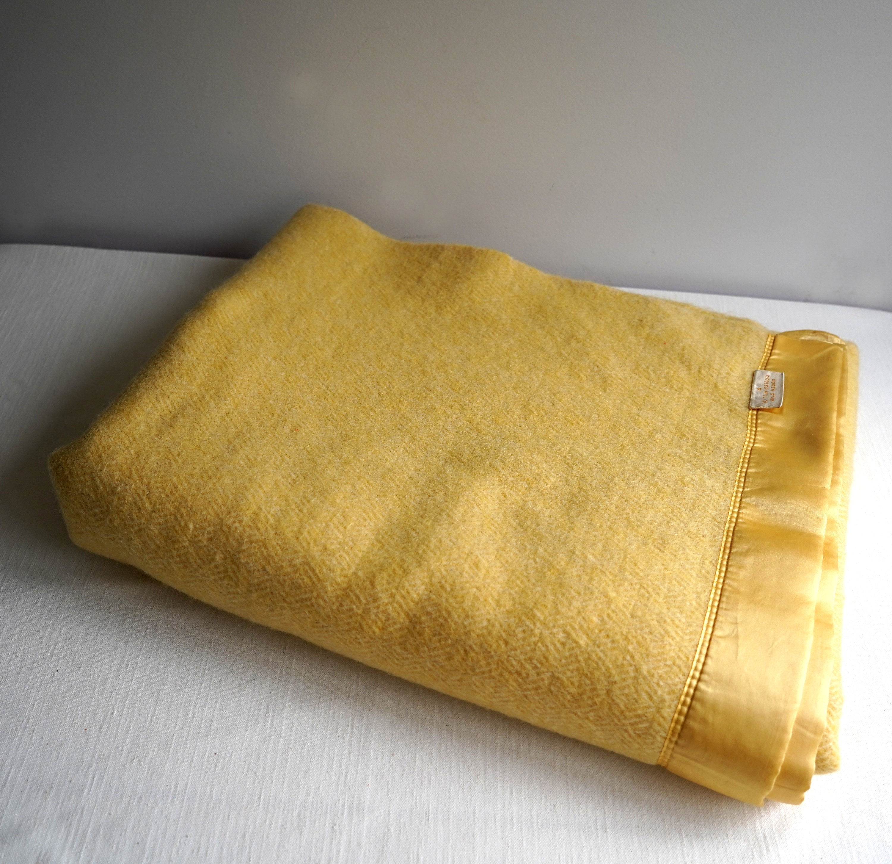 Vintage North Star Woolen Mills Herringbone Satin Trim Blanket 55 X 58 Made in Maine USA Etsy