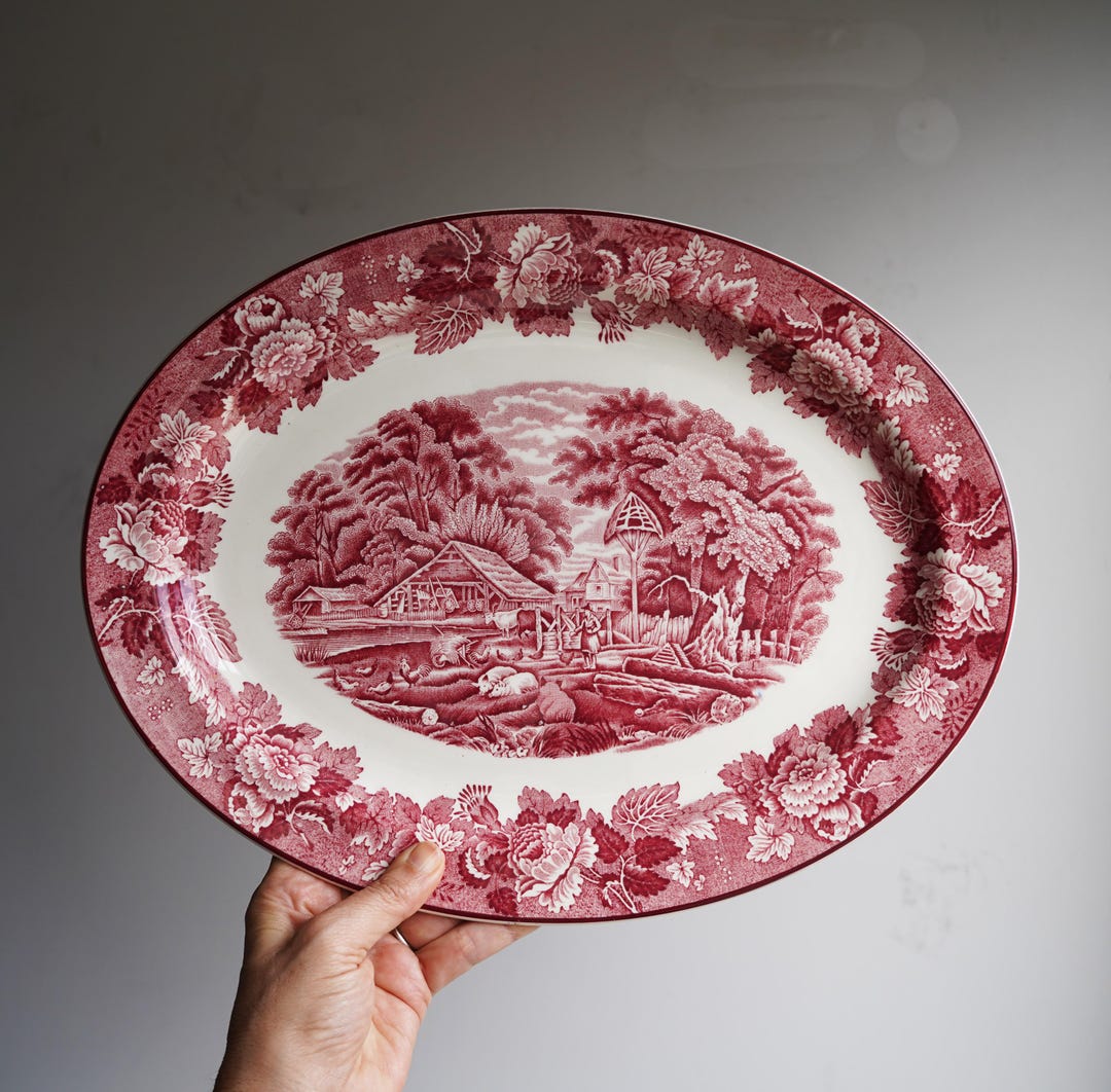 Antique English Transferware Enoch Woodware Platter 14x11 Made In antique-english-transferware-enoch-woodware-platter-14x11-made-in
