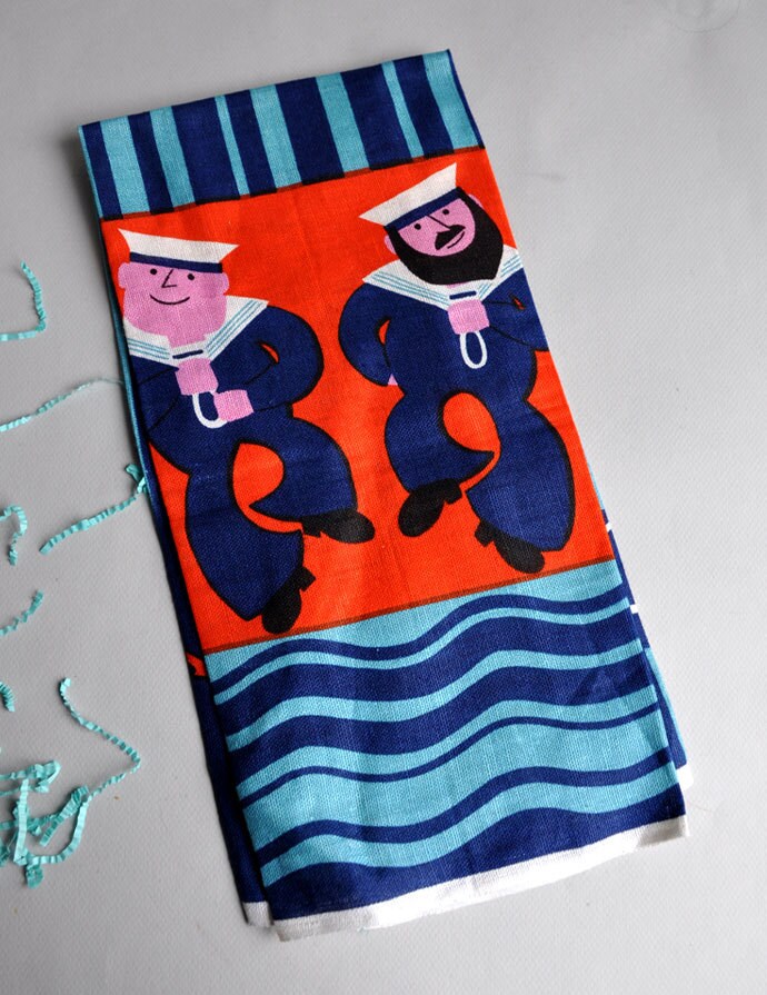 RARE Old Bleach Dancing Sailors Irish Linen Tea Towel Etsy