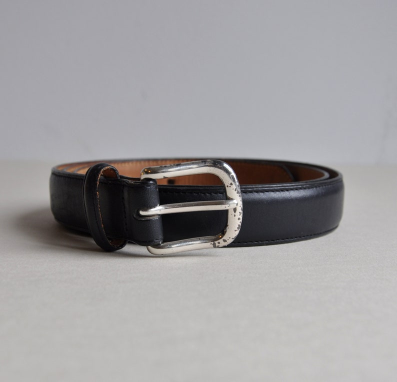 Solid Brass Buckle Leather Belt Land/'s End Made in USA