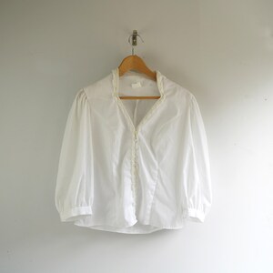 Gunne Sax Sheer Cotton Blouse Shirt Size 10 Victorian Romantic Cottage Prairie Boho Hippy