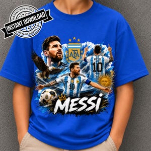 Messi PNG Football T-Shirt Design, Argentina Soccer World Cup Clip Art, Lionel Messi Sublimation File, GOAT Png, World cup shirt design PNG