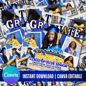 Graduate Flyer, Graduation Party Flyer, Graduation Invitation, College Decision, Class of 2026 Flyer, Senior Grad Announce, Canva Editable