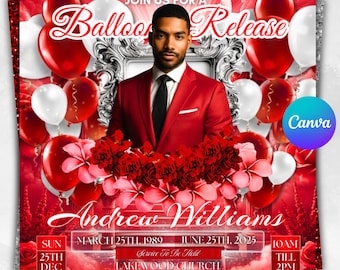 Balloon Release Flyer, Memorial Flyer, Funeral Flyer, Balloon Release Flyer Template, DIY Memorial Flyer, Editable Canva Template