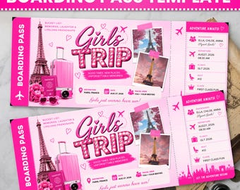 Editable Boarding Pass Invitation Template, Girls Trip Invite, Printable Airline Ticket Invitation, Canva Travel Party Invite