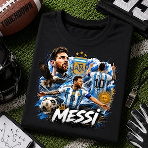 Messi PNG Football T-Shirt Design, Argentina Soccer World Cup Clip Art, Lionel Messi Sublimation File, GOAT Png, World cup shirt design PNG