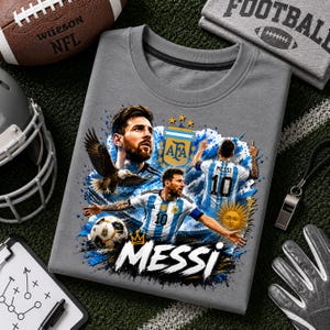 Messi PNG Football T-Shirt Design, Argentina Soccer World Cup Clip Art, Lionel Messi Sublimation File, GOAT Png, World cup shirt design PNG