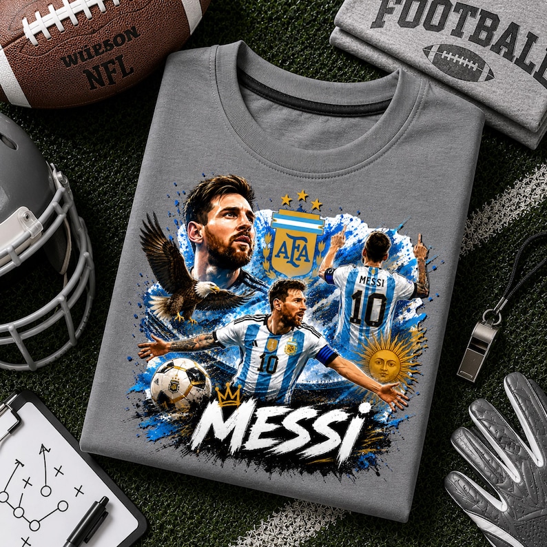Messi PNG Football T-Shirt Design, Argentina Soccer World Cup Clip Art, Lionel Messi Sublimation File, GOAT Png, World cup shirt design PNG
