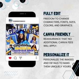 Graduate Flyer, Graduation Party Flyer, Graduation Invitation, College Decision, Class of 2026 Flyer, Senior Grad Announce, Canva Editable