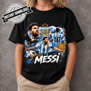 Messi PNG Football T-Shirt Design, Argentina Soccer World Cup Clip Art, Lionel Messi Sublimation File, GOAT Png, World cup shirt design PNG