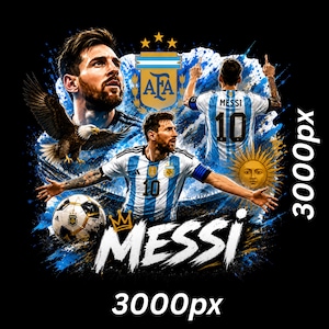 Messi PNG Football T-Shirt Design, Argentina Soccer World Cup Clip Art, Lionel Messi Sublimation File, GOAT Png, World cup shirt design PNG
