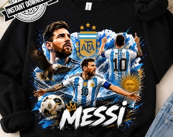 Messi PNG Football T-Shirt Design, Argentina Soccer World Cup Clip Art, Lionel Messi Sublimation File, GOAT Png, World cup shirt design PNG