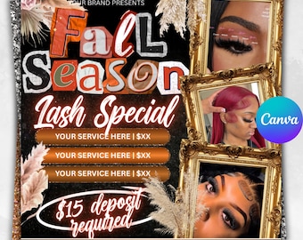 Fall Lash Special Flyer, November Lash Special Flyer, Fall season Flyer, Lash Special Flyer, Lash Flyer, Lash Special Deal Flyer, Canva