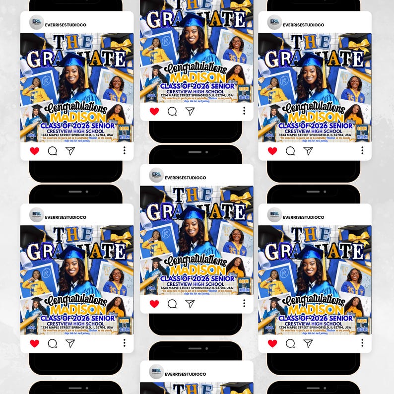 Graduate Flyer, Graduation Party Flyer, Graduation Invitation, College Decision, Class of 2026 Flyer, Senior Grad Announce, Canva Editable