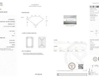 1.05 ct Emerald Cut Lab Grown Diamond, D VVS1, IGI Certified