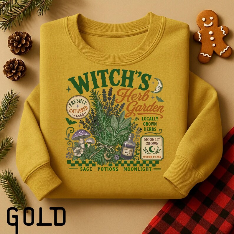 Retro Witch's Herb Garden Sweathirt, Vintage Herbalist Sweatshirt, Witchy Plant Lover Sweatshit,Gothic Cottage Witch Graphic, Herbalist Gift